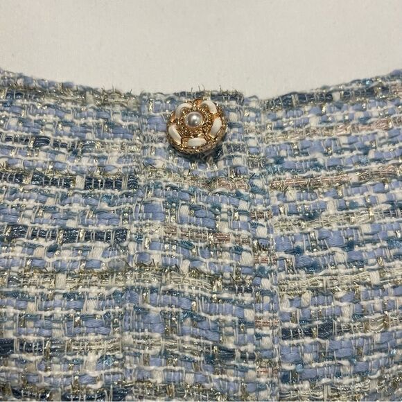 Endless Rose Anthropologie Puff Sleeve Tweed Crop Top size small women's - Picture 6 of 11